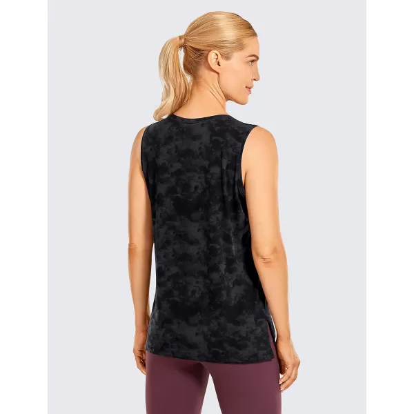 CRZ YOGA Womens Pima Cotton Workout Tank Tops Loose Fit Yoga Sleeveless Shirts Muscle TankTie Dye Smoke Ink