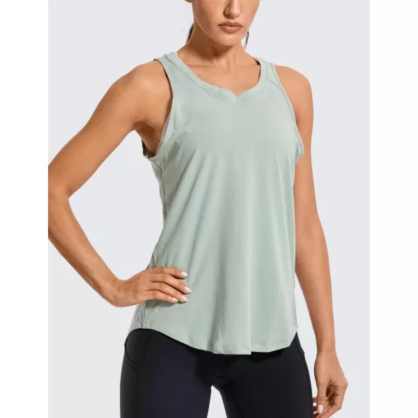 CRZ YOGA Womens Pima Cotton Workout Tank Tops Tie Back Sleeveless Shirts Yoga Athletic Open Back Sport Gym TopsJade Grey