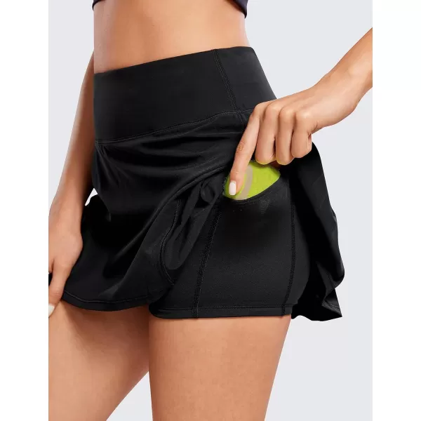 CRZ YOGA Womens Pleated Tennis Skirts with Pockets High Waisted Athletic Golf Skorts Skirts for Women Soft Breathable CuteBlack