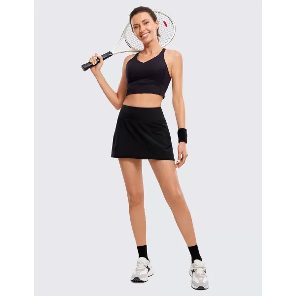 CRZ YOGA Womens Pleated Tennis Skirts with Pockets High Waisted Athletic Golf Skorts Skirts for Women Soft Breathable CuteBlack