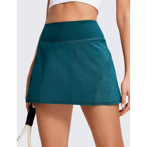 CRZ YOGA Womens Pleated Tennis Skirts with Pockets High Waisted Athletic Golf Skorts Skirts for Women Soft Breathable CuteBorealis Green