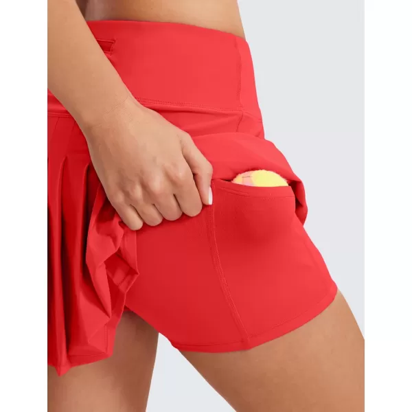 CRZ YOGA Womens Pleated Tennis Skirts with Pockets High Waisted Athletic Golf Skorts Skirts for Women Soft Breathable CuteDeep Red