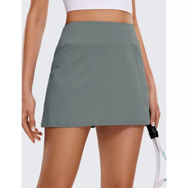 CRZ YOGA Womens Pleated Tennis Skirts with Pockets High Waisted Athletic Golf Skorts Skirts for Women Soft Breathable CuteGrey Sage