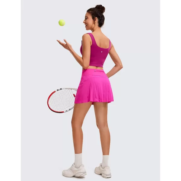 CRZ YOGA Womens Pleated Tennis Skirts with Pockets High Waisted Athletic Golf Skorts Skirts for Women Soft Breathable CuteHibiscus Purple