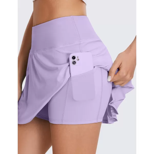 CRZ YOGA Womens Pleated Tennis Skirts with Pockets High Waisted Athletic Golf Skorts Skirts for Women Soft Breathable CuteLilac