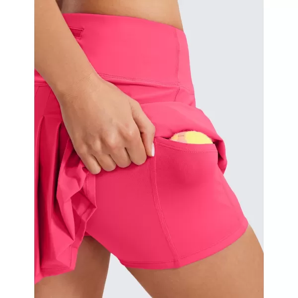 CRZ YOGA Womens Pleated Tennis Skirts with Pockets High Waisted Athletic Golf Skorts Skirts for Women Soft Breathable CuteLip Gloss Pink