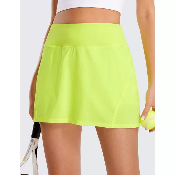 CRZ YOGA Womens Pleated Tennis Skirts with Pockets High Waisted Athletic Golf Skorts Skirts for Women Soft Breathable CuteNeon Yellow