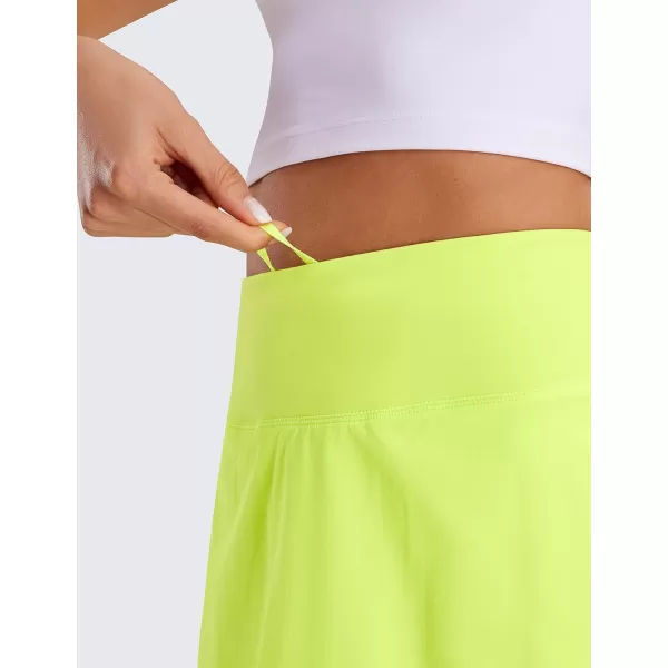 CRZ YOGA Womens Pleated Tennis Skirts with Pockets High Waisted Athletic Golf Skorts Skirts for Women Soft Breathable CuteNeon Yellow