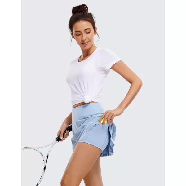 CRZ YOGA Womens Pleated Tennis Skirts with Pockets High Waisted Athletic Golf Skorts Skirts for Women Soft Breathable CuteThe Breeze Blue