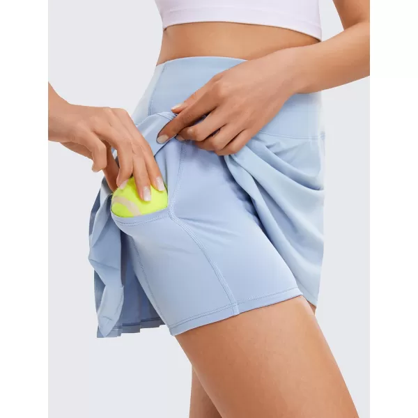 CRZ YOGA Womens Pleated Tennis Skirts with Pockets High Waisted Athletic Golf Skorts Skirts for Women Soft Breathable CuteThe Breeze Blue