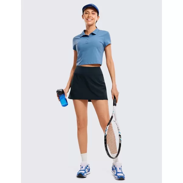 CRZ YOGA Womens Pleated Tennis Skirts with Pockets High Waisted Athletic Golf Skorts Skirts for Women Soft Breathable CuteTrue Navy