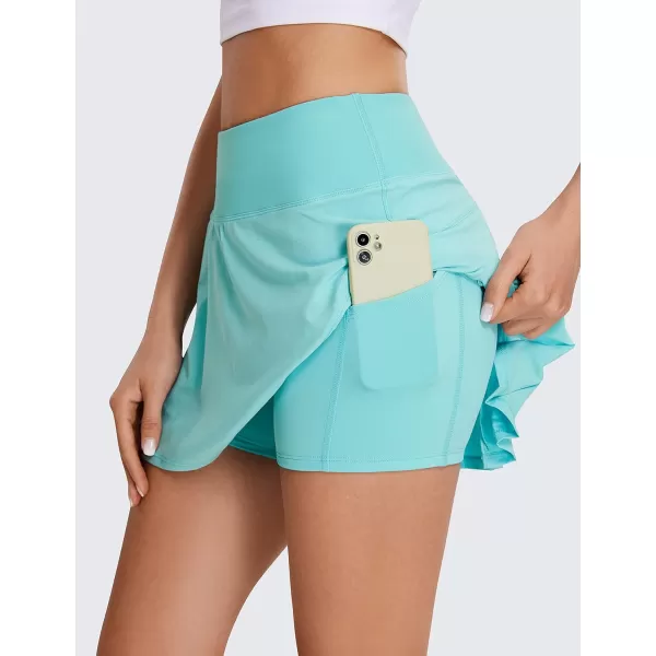 CRZ YOGA Womens Pleated Tennis Skirts with Pockets High Waisted Athletic Golf Skorts Skirts for Women Soft Breathable CuteTurquoise