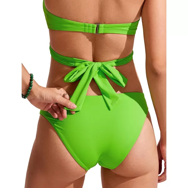 CRZ YOGA Womens Push Up Bikini Top Underwire Padded Bathing Suit Criss Cross Halter Retro Ruched Swimsuit TopsGreen Glow