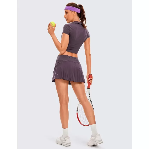 CRZ YOGA Womens Quick Dry Pleated Tennis Skirts Mid Waisted Cute Athletic Workout Running Sports Golf Skorts VolleyballArctic Plum