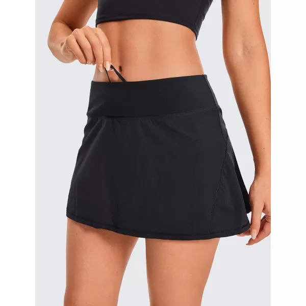 CRZ YOGA Womens Quick Dry Pleated Tennis Skirts Mid Waisted Cute Athletic Workout Running Sports Golf Skorts VolleyballBlack