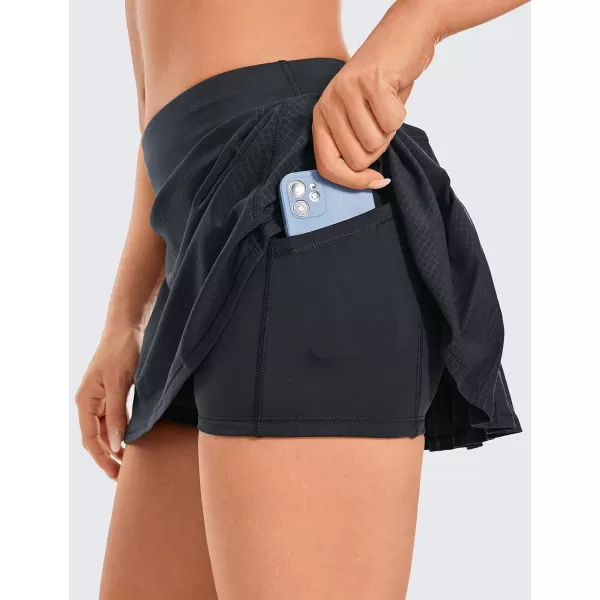 CRZ YOGA Womens Quick Dry Pleated Tennis Skirts Mid Waisted Cute Athletic Workout Running Sports Golf Skorts VolleyballBlack Jacquard