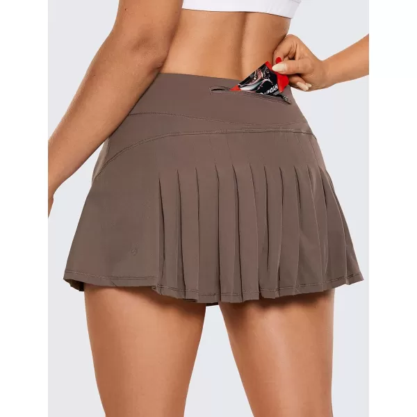 CRZ YOGA Womens Quick Dry Pleated Tennis Skirts Mid Waisted Cute Athletic Workout Running Sports Golf Skorts VolleyballBrown Rock