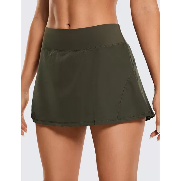 CRZ YOGA Womens Quick Dry Pleated Tennis Skirts Mid Waisted Cute Athletic Workout Running Sports Golf Skorts VolleyballDark Olive