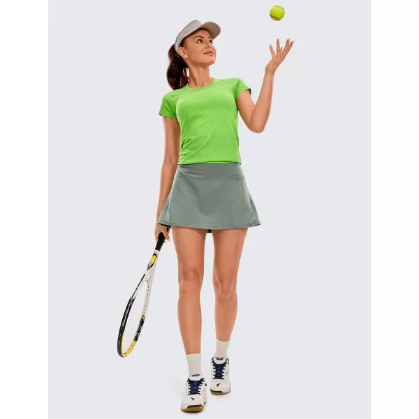 CRZ YOGA Womens Quick Dry Pleated Tennis Skirts Mid Waisted Cute Athletic Workout Running Sports Golf Skorts VolleyballGrey Sage