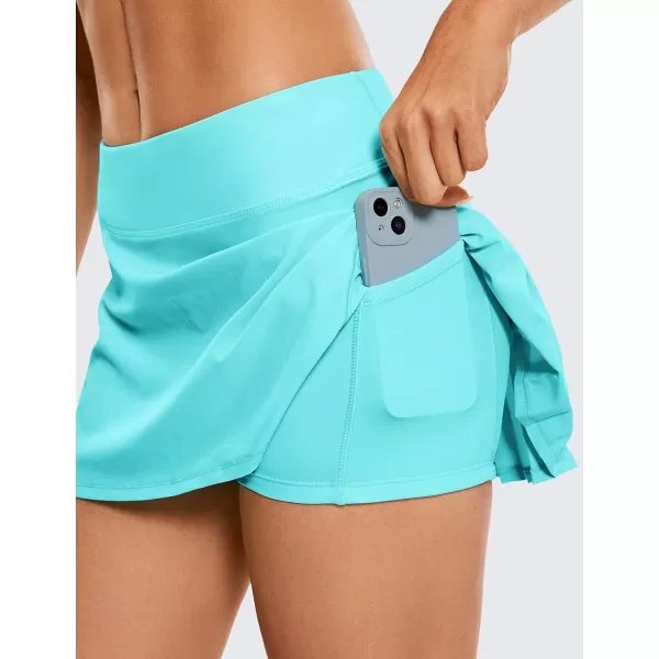 CRZ YOGA Womens Quick Dry Pleated Tennis Skirts Mid Waisted Cute Athletic Workout Running Sports Golf Skorts VolleyballHydra Blue