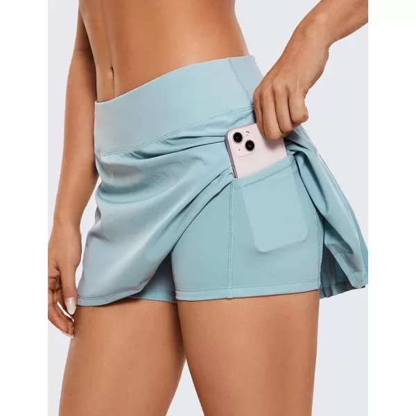CRZ YOGA Womens Quick Dry Pleated Tennis Skirts Mid Waisted Cute Athletic Workout Running Sports Golf Skorts VolleyballLight Grayish Blue