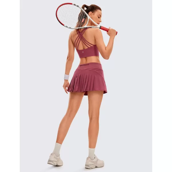 CRZ YOGA Womens Quick Dry Pleated Tennis Skirts Mid Waisted Cute Athletic Workout Running Sports Golf Skorts VolleyballMisty Merlot