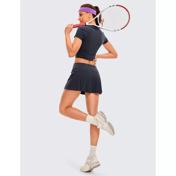 CRZ YOGA Womens Quick Dry Pleated Tennis Skirts Mid Waisted Cute Athletic Workout Running Sports Golf Skorts VolleyballNavy