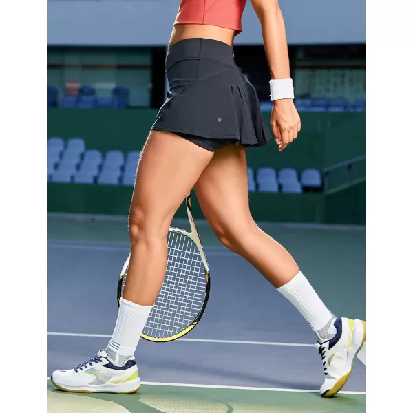 CRZ YOGA Womens Quick Dry Pleated Tennis Skirts Mid Waisted Cute Athletic Workout Running Sports Golf Skorts VolleyballTrue Navy