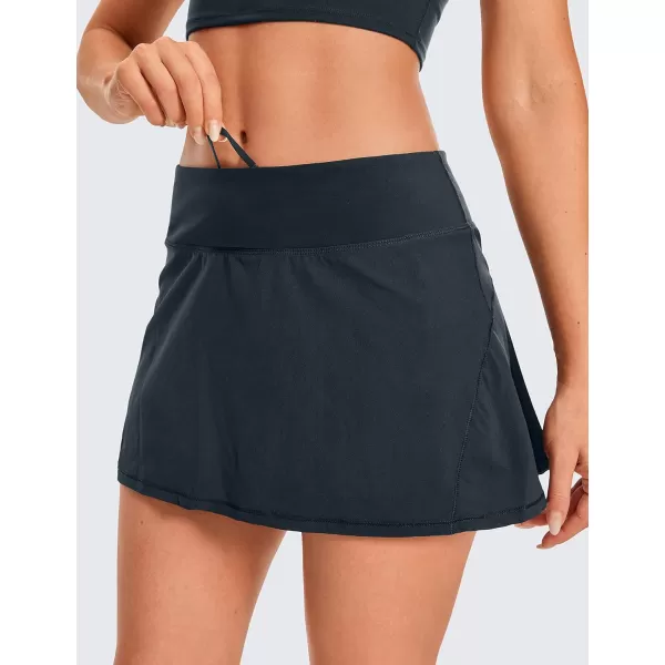 CRZ YOGA Womens Quick Dry Pleated Tennis Skirts Mid Waisted Cute Athletic Workout Running Sports Golf Skorts VolleyballTrue Navy