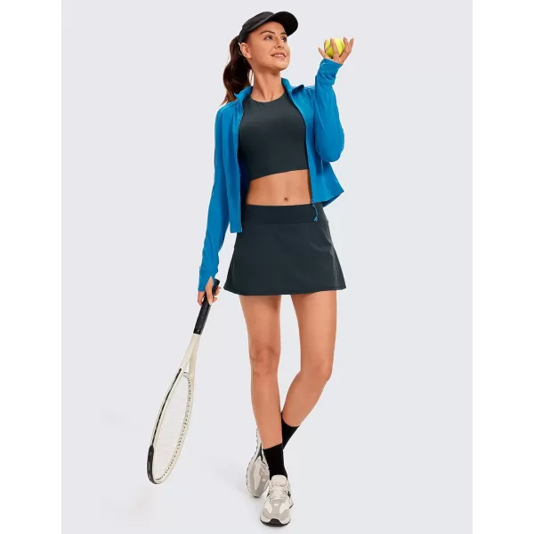 CRZ YOGA Womens Quick Dry Pleated Tennis Skirts Mid Waisted Cute Athletic Workout Running Sports Golf Skorts VolleyballTrue Navy