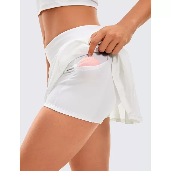 CRZ YOGA Womens Quick Dry Pleated Tennis Skirts Mid Waisted Cute Athletic Workout Running Sports Golf Skorts VolleyballWhite