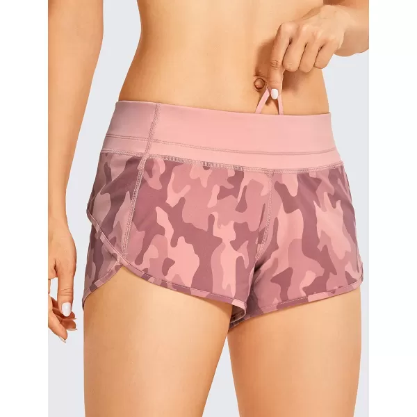 CRZ YOGA Womens Quick Dry Workout Running Shorts Mesh Liner  25 Drawstring Sport Gym Athletic Shorts Zip PocketCamo Multi 19