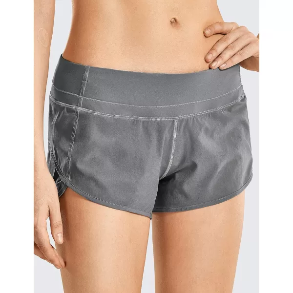 CRZ YOGA Womens Quick Dry Workout Running Shorts Mesh Liner  25 Drawstring Sport Gym Athletic Shorts Zip PocketDark Carbon