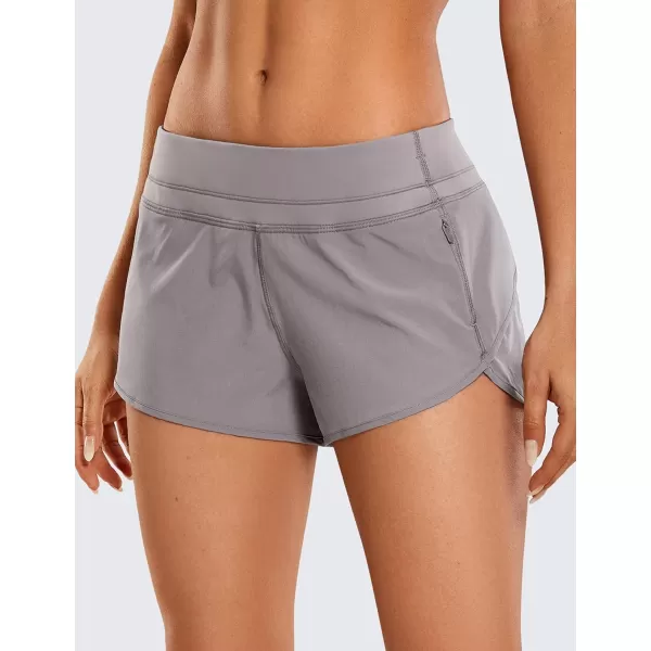 CRZ YOGA Womens Quick Dry Workout Running Shorts Mesh Liner  25 Drawstring Sport Gym Athletic Shorts Zip PocketGray