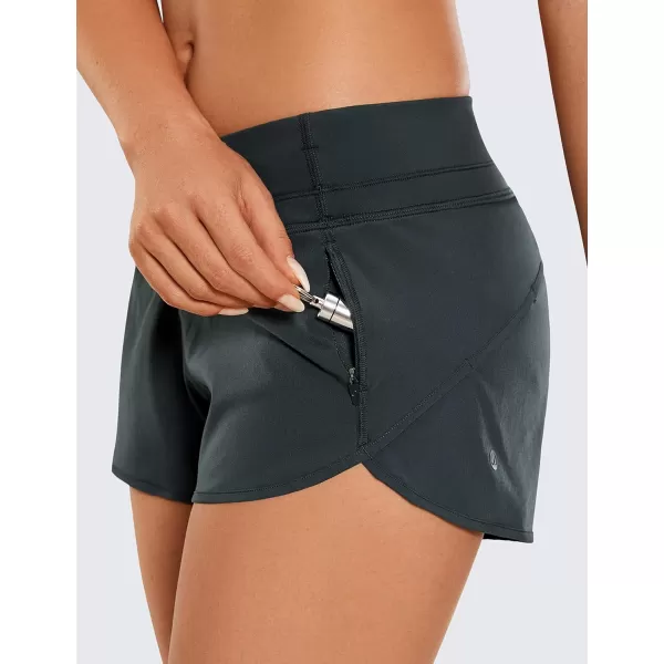 CRZ YOGA Womens Quick Dry Workout Running Shorts Mesh Liner  25 Drawstring Sport Gym Athletic Shorts Zip PocketMelanite