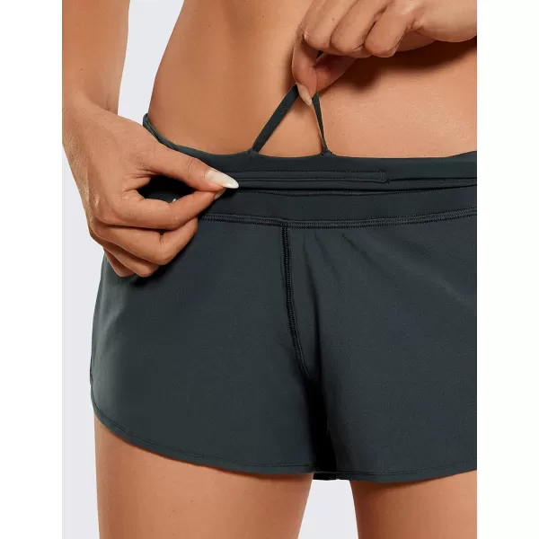 CRZ YOGA Womens Quick Dry Workout Running Shorts Mesh Liner  25 Drawstring Sport Gym Athletic Shorts Zip PocketMelanite