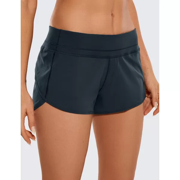 CRZ YOGA Womens Quick Dry Workout Running Shorts Mesh Liner  25 Drawstring Sport Gym Athletic Shorts Zip PocketNavy