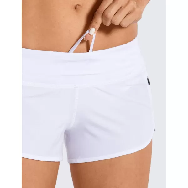 CRZ YOGA Womens Quick Dry Workout Running Shorts Mesh Liner  25 Drawstring Sport Gym Athletic Shorts Zip PocketWhite