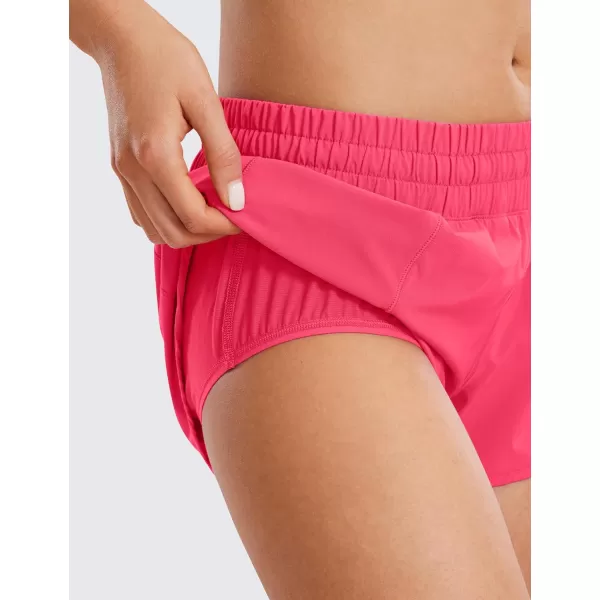 CRZ YOGA Womens Running Shorts Low Waisted 25  Mesh Liner Quick Dry Track Gym Athletic Workout Shorts with Zip PocketLip Gloss Pink