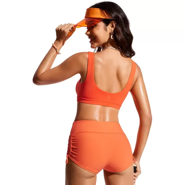 CRZ YOGA Womens Scoop Neck Bikini Tops U Back Bathing Suit Swim Tops Push Up Padded Sports BraHoney Orange