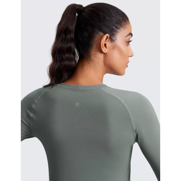 CRZ YOGA Womens Seamless Workout Long Sleeve Shirts Quick Dry Gym Athletic Tops Breathable Running Yoga ShirtGrey Sage