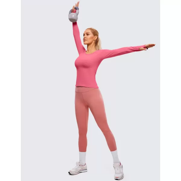 CRZ YOGA Womens Seamless Workout Long Sleeve Shirts Quick Dry Gym Athletic Tops Breathable Running Yoga ShirtRaspberry Sorbet