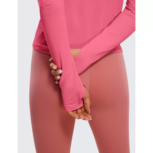 CRZ YOGA Womens Seamless Workout Long Sleeve Shirts Quick Dry Gym Athletic Tops Breathable Running Yoga ShirtRaspberry Sorbet