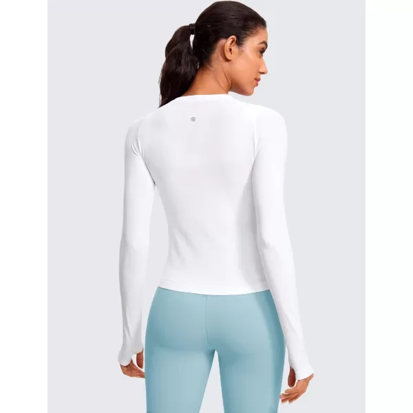 CRZ YOGA Womens Seamless Workout Long Sleeve Shirts Quick Dry Gym Athletic Tops Breathable Running Yoga ShirtWhite