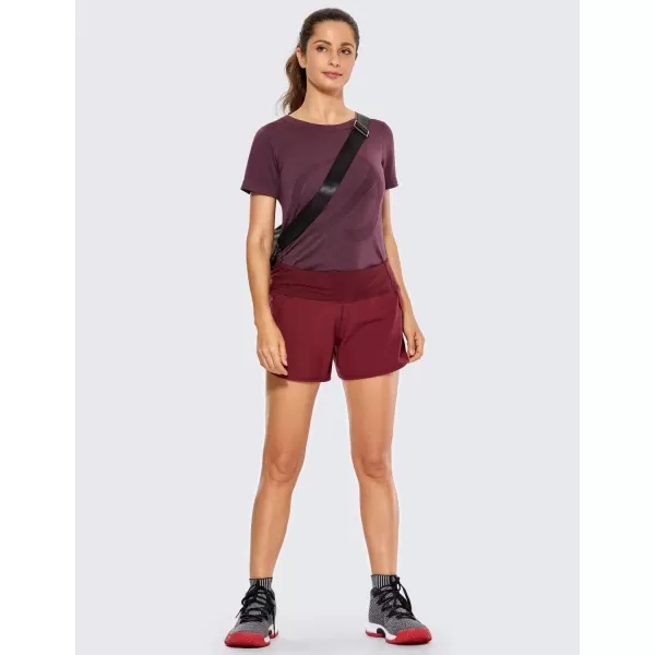 CRZ YOGA Womens Seamless Workout Short Sleeve Tees Plain T Shirts Athletic ShirtsArctic Plum