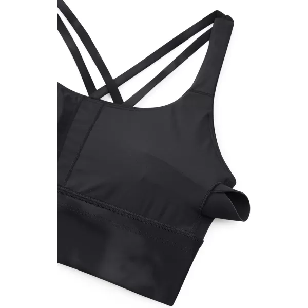 CRZ YOGA Womens Strappy Longline Sports Bra  Medium Impact Criss Cross Yoga Padded Bras Workout Crop TopBlack Tie Dye Flowers