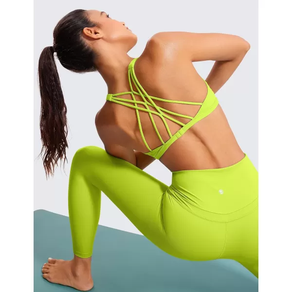 CRZ YOGA Womens Strappy Sports Bra  Criss Cross Back Padded Medium Support Wireless Gym Bra Sexy Workout Yoga BraChartreuse