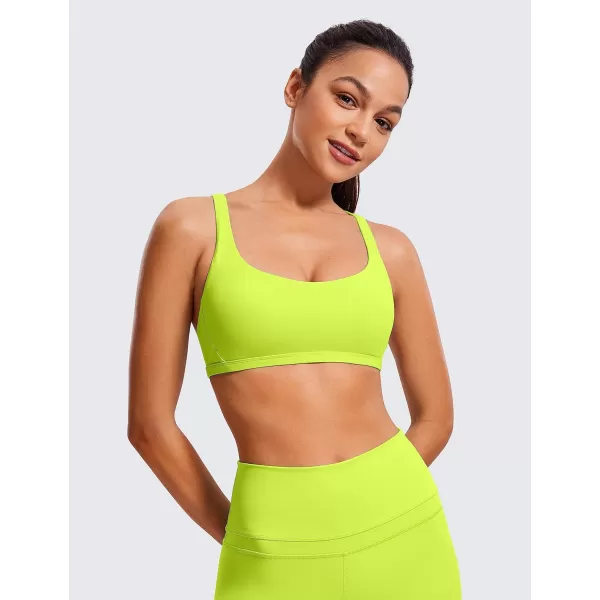 CRZ YOGA Womens Strappy Sports Bra  Criss Cross Back Padded Medium Support Wireless Gym Bra Sexy Workout Yoga BraChartreuse