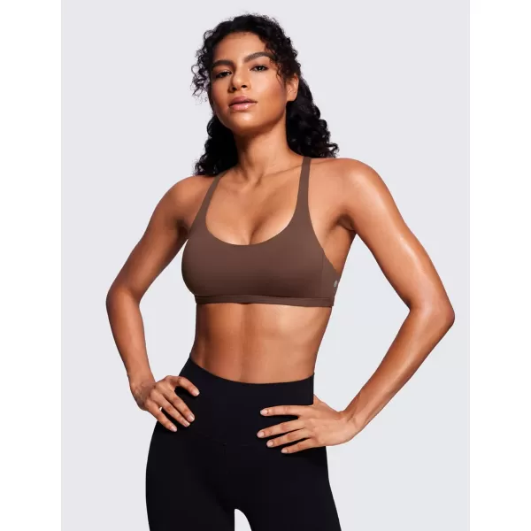 CRZ YOGA Womens Strappy Sports Bra  Criss Cross Back Padded Medium Support Wireless Gym Bra Sexy Workout Yoga BraCoffee Brown