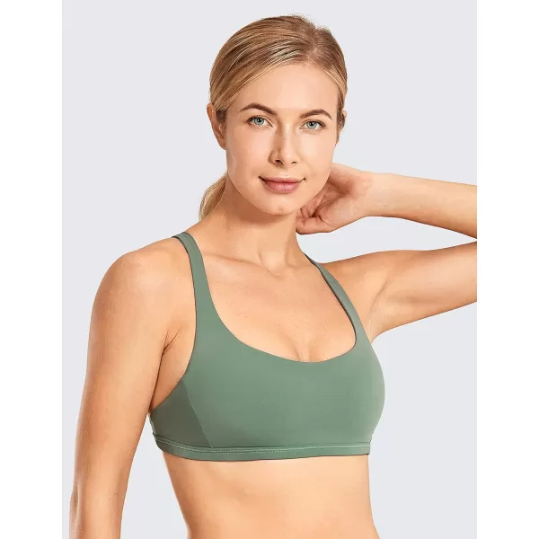 CRZ YOGA Womens Strappy Sports Bra  Criss Cross Back Padded Medium Support Wireless Gym Bra Sexy Workout Yoga BraVibrant Green